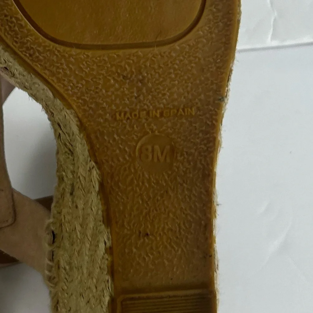 Via Spiga Nolan Beige Leather Suede SlingBack Espadrille Wedge Sandals Womens 8